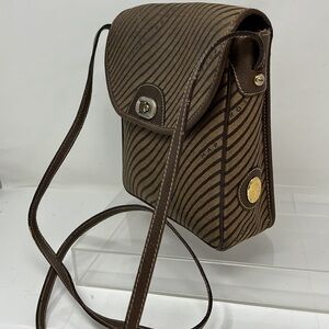 Mark Cross Canvas Logo’d Flap Turnlock Crossbody Bag